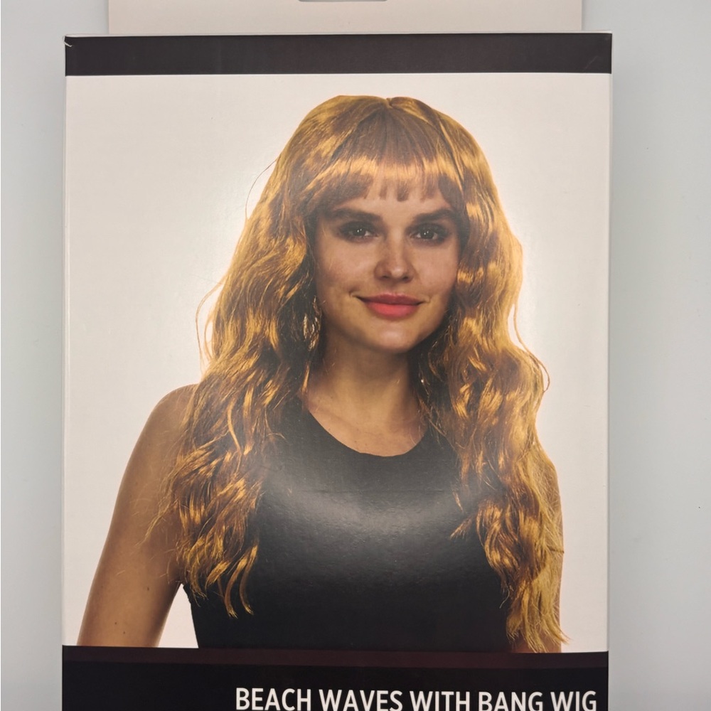 Beach Waves with Bang Wig - Golden Brown